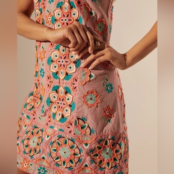 Anthropologie Embroidered and Appliquéd Beaded Shift Dress - 2 - Picture 4 of 10